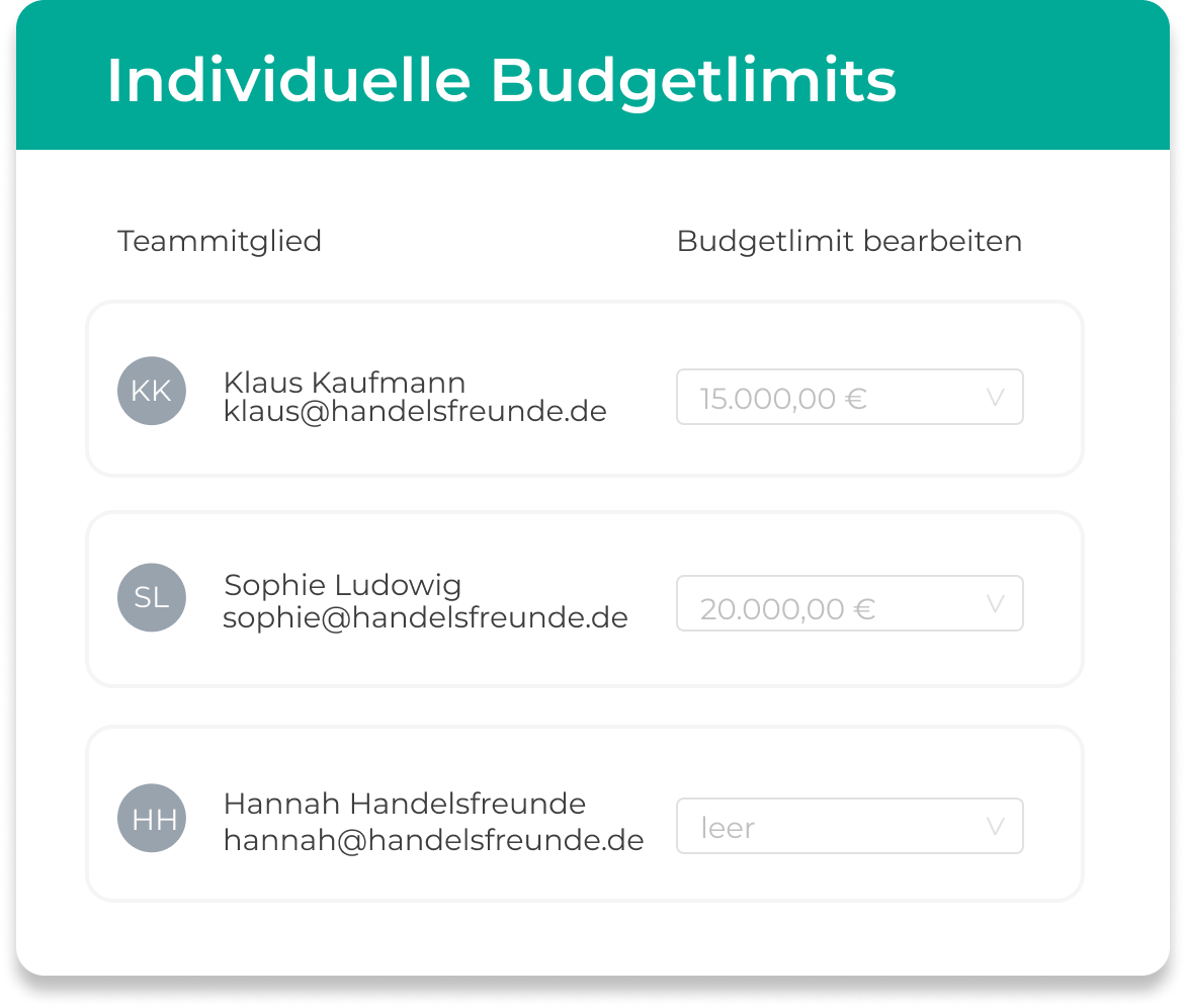 Individuelle Budget und Kostenlimits